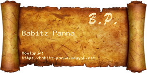 Babitz Panna névjegykártya